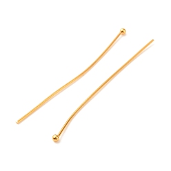 Real 18K Gold Plated Brass Ball Head Pins, Real 18K Gold Plated, 51x2mm, Pin: 0.8mm, 20 Gauge, Head: 2mm