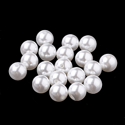 White ABS Plastic Imitation Pearl Beads, Half Drilled Beads, Round, White, 8mm, Half Hole: 1.4mm, about 2000pcs/bag