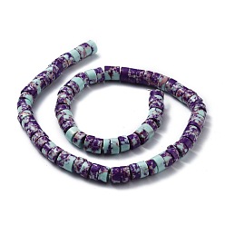 Purple Synthetic Imperial Jasper Beads Strands, Dyed, Flat Round/Disc, Heishi Beads, Purple, 8x4mm, Hole: 1.2mm, about 86pcs/strand, 15.16 inch(38.5cm)