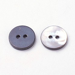 Черный 2 Кнопки оболочки отверстия, плоско-круглые, чёрные, 13x2 мм, отверстие : 1.5 мм