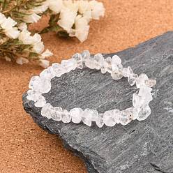 Quartz Crystal Crystal Chips Stretch Bracelets, Inner Diameter: 2-1/8~2-1/4 inch(5.3~5.6cm)