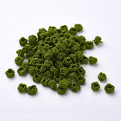 Olive Drab Polyester Weave Beads, Round, Olive Drab, 6x5mm, Hole: 4mm, about 200pcs/bag