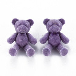 Средний Фиолетовый Флокированные акриловые кнопки с хвостовиком, медведь, средне фиолетовый, 38~39x29.5x15 мм, отверстие : 3 мм