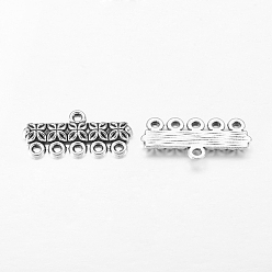 Antique Silver Tibetan Style Alloy Chandelier Components Links, 5-Strand Reducer Connector, Lead Free and Cadmium Free, Antique Silver, about 12mm wide, 25mm long, hole: 1.5mm