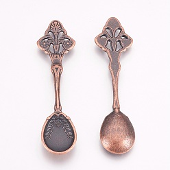 Red Copper Tibetan Style Alloy Big Pendants, Kitchen Utensil Pendants, Spoon, Cadmium Free & Nickel Free & Lead Free, Red Copper Color, 59x15x4mm