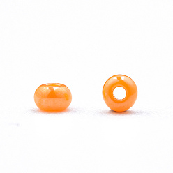 Оранжевый 11/0 чешский непрозрачный стеклянный бисер, lustered, круглые, оранжевые, 2.2x1.5 мм, отверстие : 0.7 мм, о 500 г / мешок