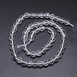 Quartz Crystal Faceted(64 Facets) Natural Quartz Crystal Round Beads Strands, Rock Crystal Beads, 6mm, Hole: 1mm, about 64pcs/strand, 15.5 inch