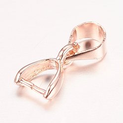 Rose Gold Real Rose Gold Plated Brass Pendant Pinch Bails, Nickel Free, Rack Plating, 9x5x3mm, Hole: 4x5mm
