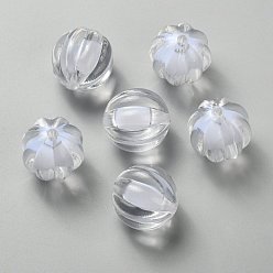 Clear Transparent Acrylic Beads, Bead in Bead, Round, Pumpkin, Clear, 22mm, Hole: 3mm, about 140pcs/500g