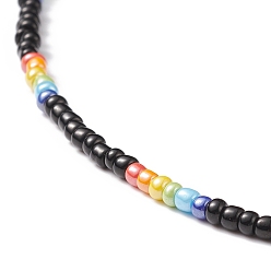 Colorful Glass Seed Beaded Necklaces for Women, Colorful, 15.35 inch(39cm)
