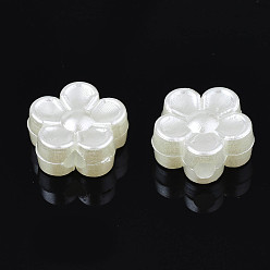Кремово-белый Абс пластиковые жемчужные бисера, цветок, кремово-белые, 8.5x8.5x4 мм, отверстие : 1.8 мм