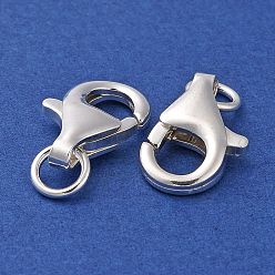Silver 925 Sterling Silver Lobster Claw Clasps, with 925 Stamp, Silver, 15.5mm, Hole: 2mm