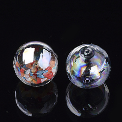 Clear AB Handmade Blown Glass Globe Beads, AB Color Plated, Round, Clear AB, 20x19.5mm, Hole: 2mm