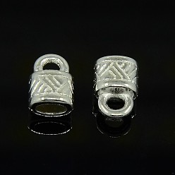 Silver Tibetan Style Alloy Cord Ends, End Caps, Lock, Silver, Lead Free & Cadmium Free & Nickel Free, 10x6.5x4.5mm, Hole: 2.5mm