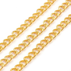 Golden Iron Side Twisted Chains, Unwelded, with Spool, Oval, Lead Free, Golden, 6x4x1mm
