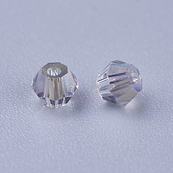 Ghost Light K9 Glass Beads, Faceted, Bicone, Ghost Light, 3x3mm, Hole: 0.8mm