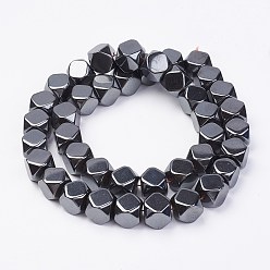Non-magnetic Hematite Non-magnetic Synthetic Hematite Beads Strands, Faceted, Cube, 10x10x10mm, Hole: 1mm, about 40pcs/strand, 15.55 inch