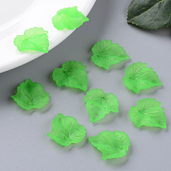 Green Autumn Theme Transparent Frosted Acrylic Pendants, Maple Leaf, Green, 24x22.5x3mm, Hole: 1mm, about 962pcs/500g