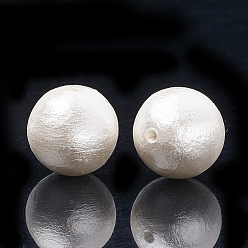 White Compressed Cotton Pearl Beads, Eco-Friendly, Dyed, Round, White, 12~12.5mm, Hole: 1.5mm