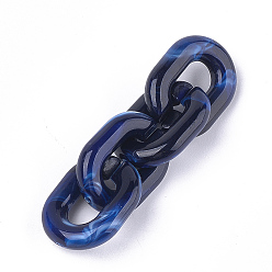 Dark Blue Acrylic Linking Rings, Quick Link Connectors, For Jewelry Chains Making, Imitation Gemstone Style, Oval, Dark Blue, 24x18x5mm, Hole: 13x7mm, about 380pcs/500g