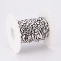 Stainless Steel Color 304 Stainless Steel Venetian Chains, with Spool, Unwelded, Stainless Steel Color, 2x2x1mm, about 32.8 Feet(10m)/roll
