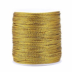 Goldenrod 1mm Jewelry Braided Thread Metallic Threads, Polyester Threads, Goldenrod, 1mm, about 109.36 yards(100m)/roll