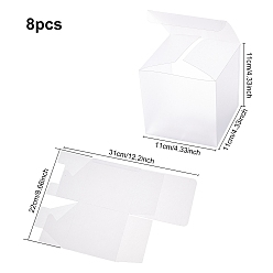 White Frosted PVC Rectangle Favor Box Candy Treat Gift Box, for Wedding Party Baby Shower Packing Box, White, 11x11x11cm