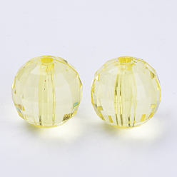 Yellow Transparent Acrylic Beads, Faceted, Round, Yellow, 8x8mm, Hole: 1.5mm, about 1770pcs/500g