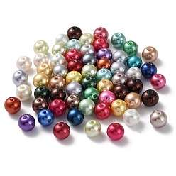 Mixed Color Baking Painted Pearlized Glass Pearl Round Bead Strands, Mixed Color, 10~11mm, Hole: 1mm, about 364pcs/500g
