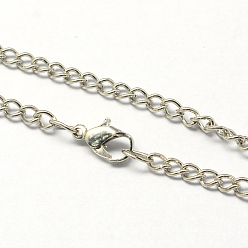 Platinum Vintage Iron Twisted Chain Necklace Making for Pocket Watches Design, with Lobster Clasps, Platinum, 31.5 inch, Link: 3.3x4.6x0.9mm