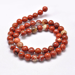 Red Natural Red Jasper Beads Strands, Round, Grade AB, Red, 4mm, Hole: 1mm, about 95pcs/strand, 15.5 inch