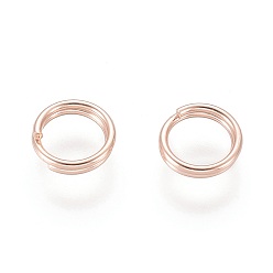 Розовое Золото 304 из нержавеющей стали разрезные кольца, кольца с двойной петлей, розовое золото , 5x1 мм, внутренний диаметр: 3.8 мм, одиночный провод: 0.5 мм