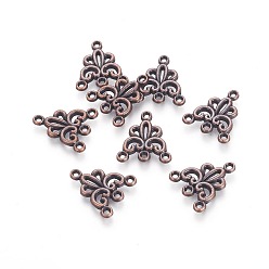 Red Copper Tibetan Style Chandelier Components, Lead Free & Nickel Free & Cadmium Free, Red Copper, 19x16x2mm, Hole: 1mm