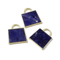 Sodalite Natural Sodalite Pendants, Handbag Charms, with Rack Plating Golden Tone Brass Findings, Cadmium Free & Lead Free, 34x29.5x3mm, Hole: 6x11mm