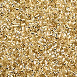 Бледно-Золотистый Стеклярус, серебряная линия, бледно золотарник, 1.8~2.2x1.8~2 мм, отверстие : 0.8~0.9 мм, Около 15000 шт / фунт