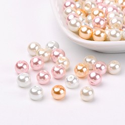 Mixed Color Barely Pink Mix Pearlized Glass Pearl Beads, Mixed Color, 8mm, Hole: 1mm, about 100pcs/bag