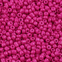 Fuchsia Baking Paint Glass Seed Beads, Fuchsia, 8/0, 3mm, Hole: 1mm, about 1111pcs/50g, 50g/bag, 18bags/2pounds