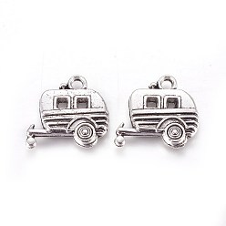 Antique Silver Tibetan Style Zinc Alloy Pendants, Camping Car, Antique Silver, 18x19x2.5mm, Hole: 2mm