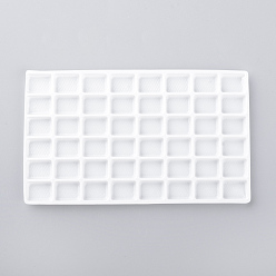 White Plastic Jewelry Display Trays, 48 Compartments, White, 127x75x4mm