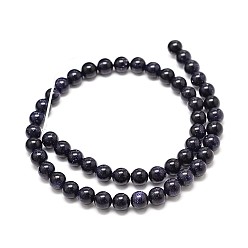 Blue Goldstone Synthetic Blue Goldstone Round Bead Strands, 8mm, Hole: 1mm, about 48pcs/strand, 15.7 inch