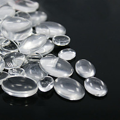 Clear Transparent Glass Cabochons, Oval, Mixed Style, Clear, 10~18x8~13x4~5mm