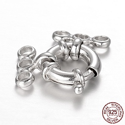 Platinum Rhodium Plated 925 Sterling Silver Spring Clasp Sets, with End Bars, Platinum, 25x14x5mm, Hole: 2.5mm