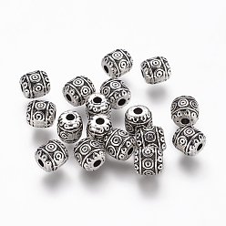 Antique Silver Tibetan Style Alloy Beads, Cadmium Free & Nickel Free & Lead Free, Barrel, Antique Silver, 6x6mm, Hole: 1.6mm