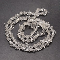 Clear Glass Chip Bead Strands, Clear, 5~8x5~8mm, Hole: 1mm, about 31.5 inch