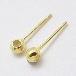Golden 925 Sterling Silver Ear Stud Findings, Rondelle Stopper Beads with Rubber, Golden, 15x4x3mm, Hole: 1mm, Pin: 0.8mm