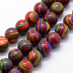 Colorful Synthetic Malachite Beads Strands, Dyed, Round, Colorful, 8mm, Hole: 1mm, about 46pcs/strand,  14.76 inch(37.5cm)