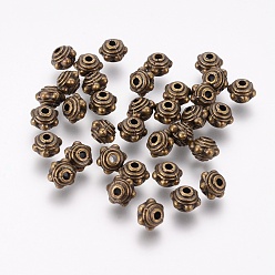 Antique Bronze Tibetan Style Alloy Spacer Beads, Cadmium Free & Nickel Free & Lead Free, Antique Bronze, 7x5.5mm, Hole: 1mm
