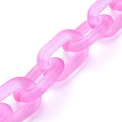 Ярко-Розовый Прозрачные акриловые кабельные цепи ручной работы, овальные, для изготовления ювелирных изделий, ярко-розовый, ссылка: 31x19x5 mm, 39.37 дюйм (1 м) / прядь