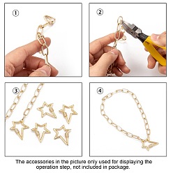 Golden Brass Micro Pave Clear Cubic Zirconia Screw Carabiner Lock Charms, for Necklaces Making, Star, Golden, 35x30x5.5mm