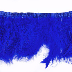 Bleu Garniture de franges de plumes de dinde, accessoires de costumes, teint, bleu, 120~180 mm, environ 2 m / sac